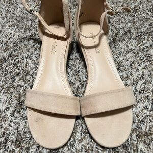 Chase + Chloe Tan Sandals Minimalist Two-Strap Design